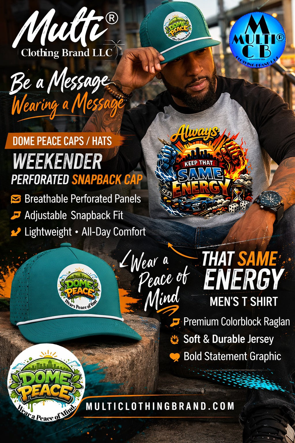 Elevate Your Streetwear Style with Dome Peace Caps /Hats and That Same Energy Men's T-Shirt