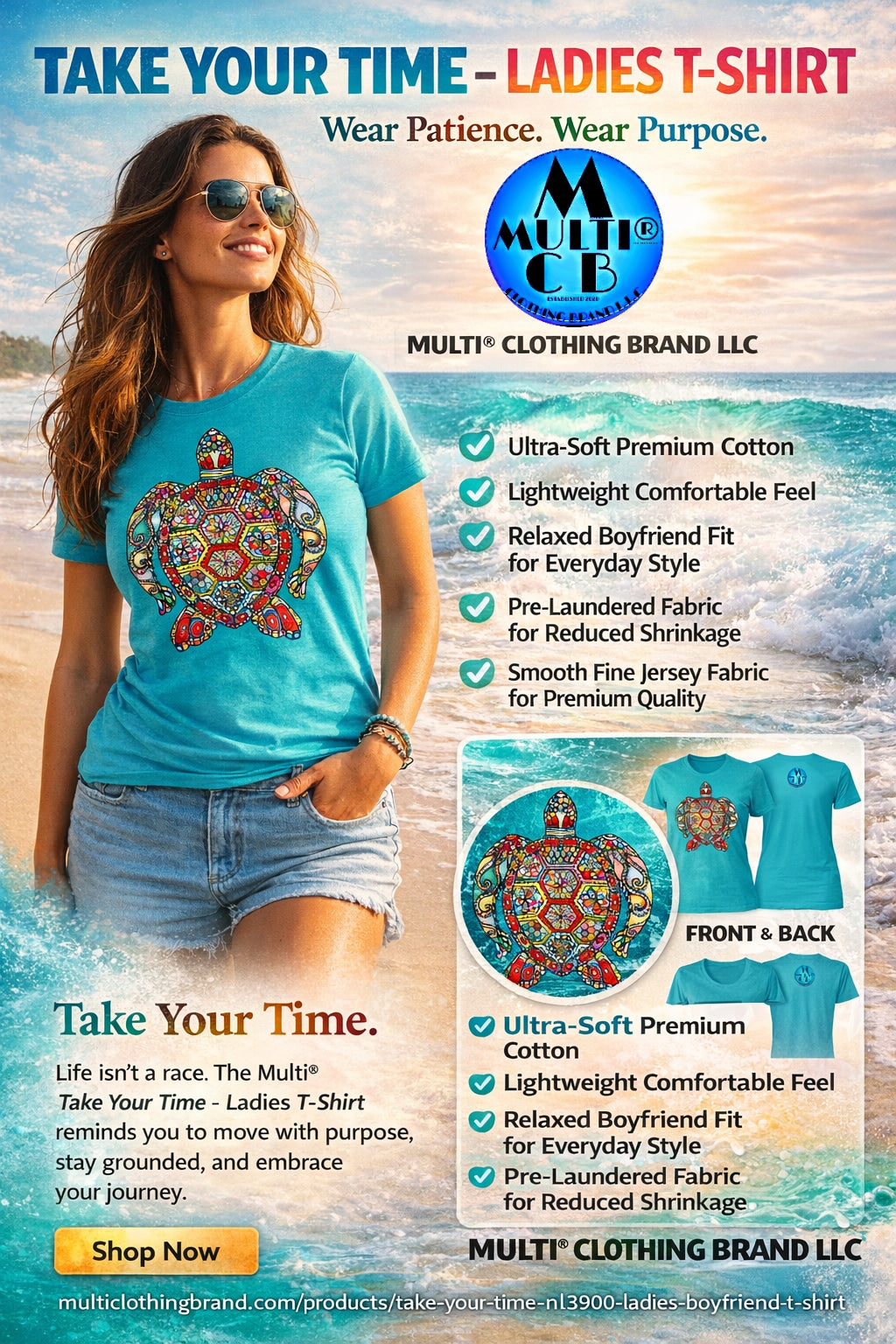 Take Your Time – Ladies T-Shirt | Relax and Enjoy the Journey with Multi® Clothing Brand LLC