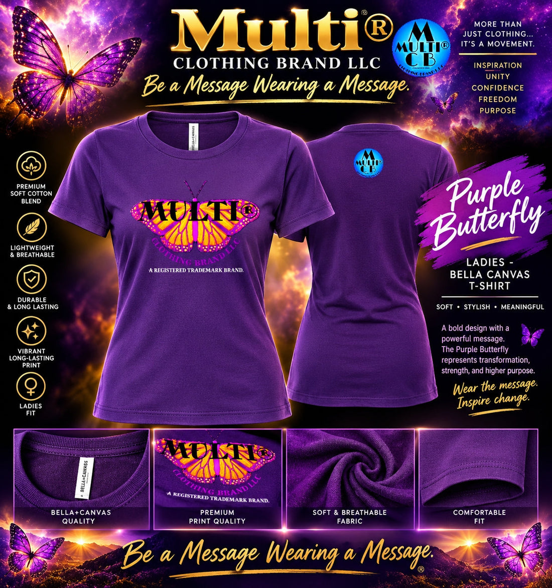 Purple Butterfly - Graphic Tee for Women - Express Yourself: Transform Your Style With Meaning