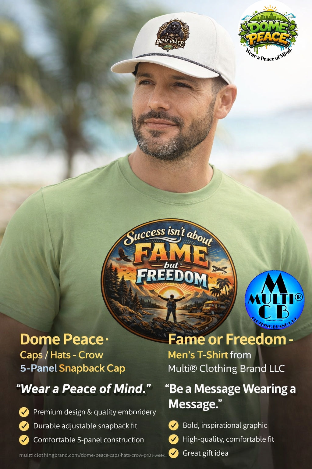 Dome Peace Crow Snapback &amp; Fame or Freedom T-Shirt: The Ultimate Streetwear Statement for Style, Purpose, and Freedom