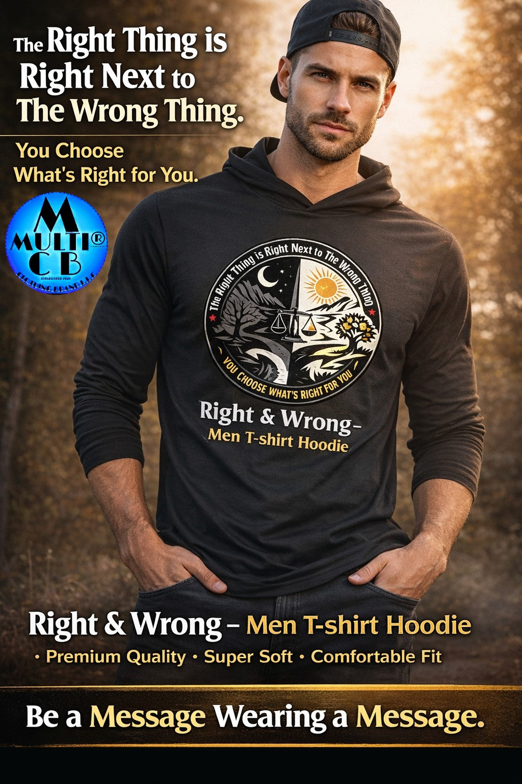 Right and Wrong - Men's T-Shirt Hoodie | Wear the Decision