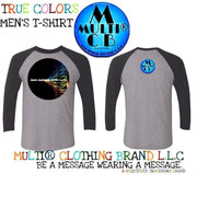 Multi Clothing Brand L.L.C - True Colors - Men's Tri-Blend 3/4 Sleeve Raglan T-Shirt CustomCat