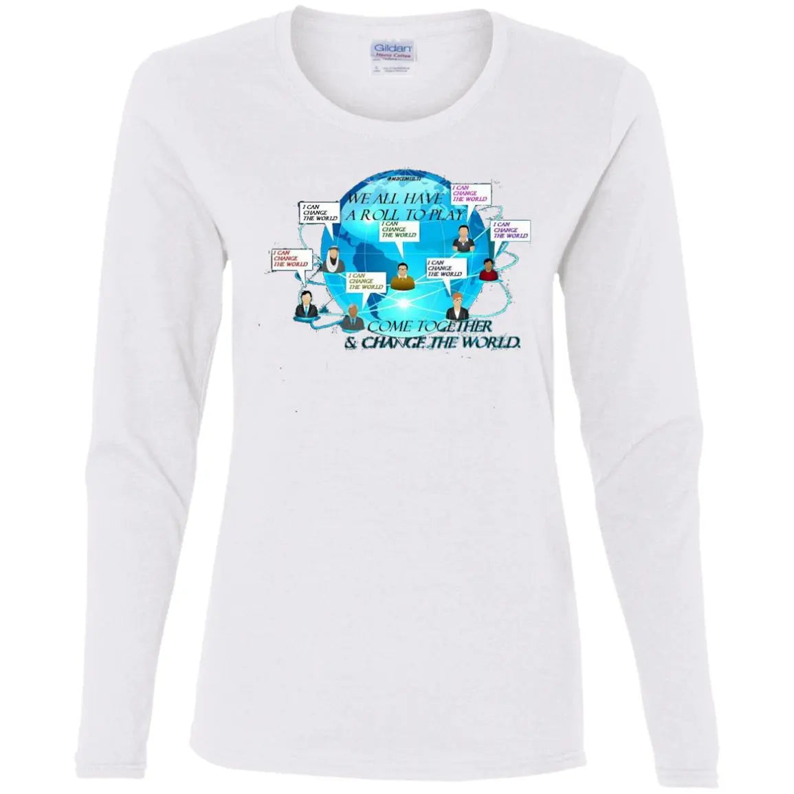Come Together & Change The World - Ladies' Cotton LS T-Shirt CustomCat