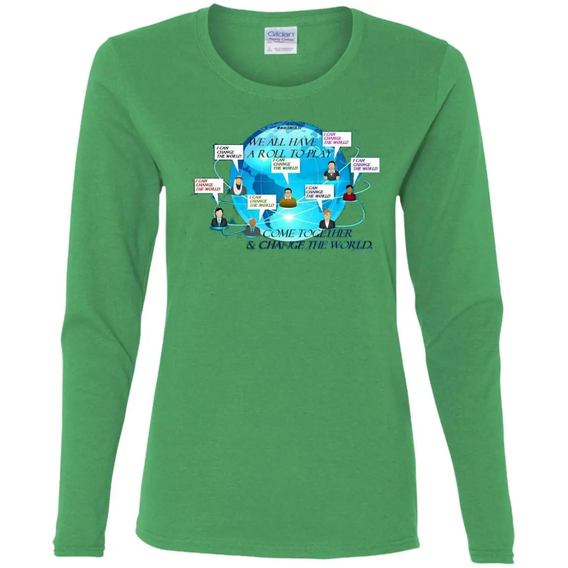 Come Together & Change The World - Ladies' Cotton LS T-Shirt CustomCat