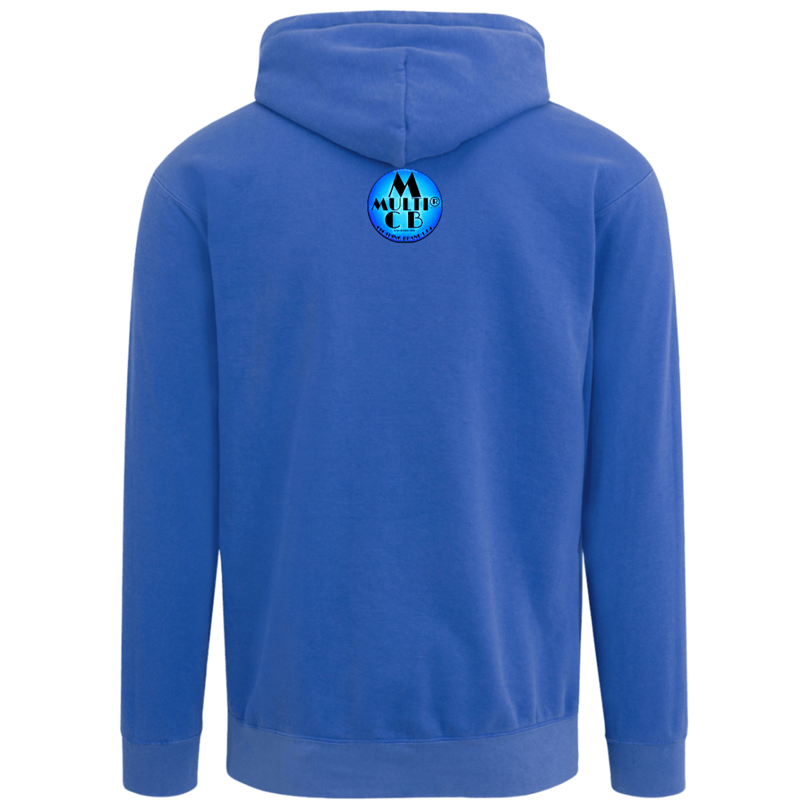 Blue hoodie with Multi CB logo, casual apparel for men