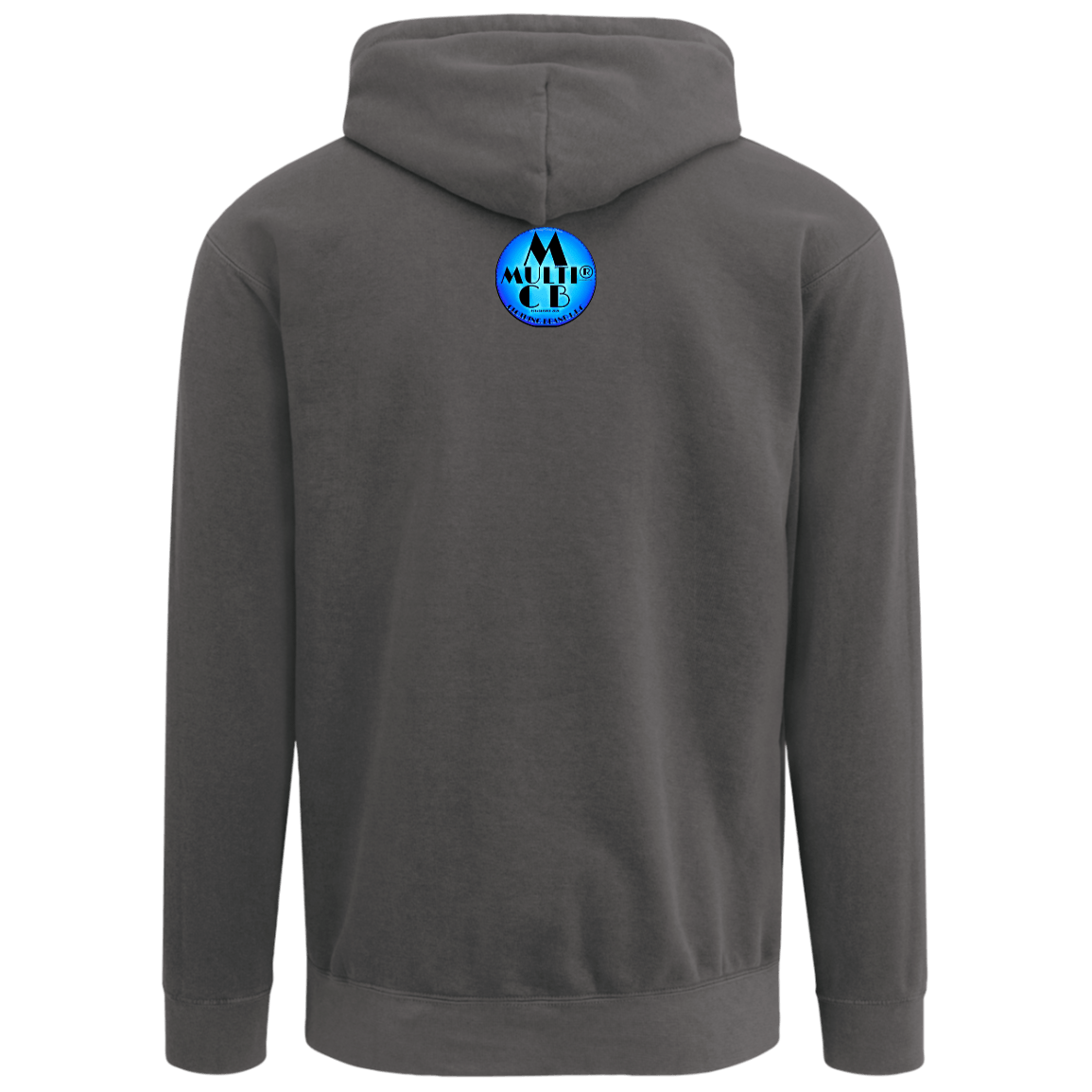 Gray hoodie with Multi C B logo, casual apparel for men and women