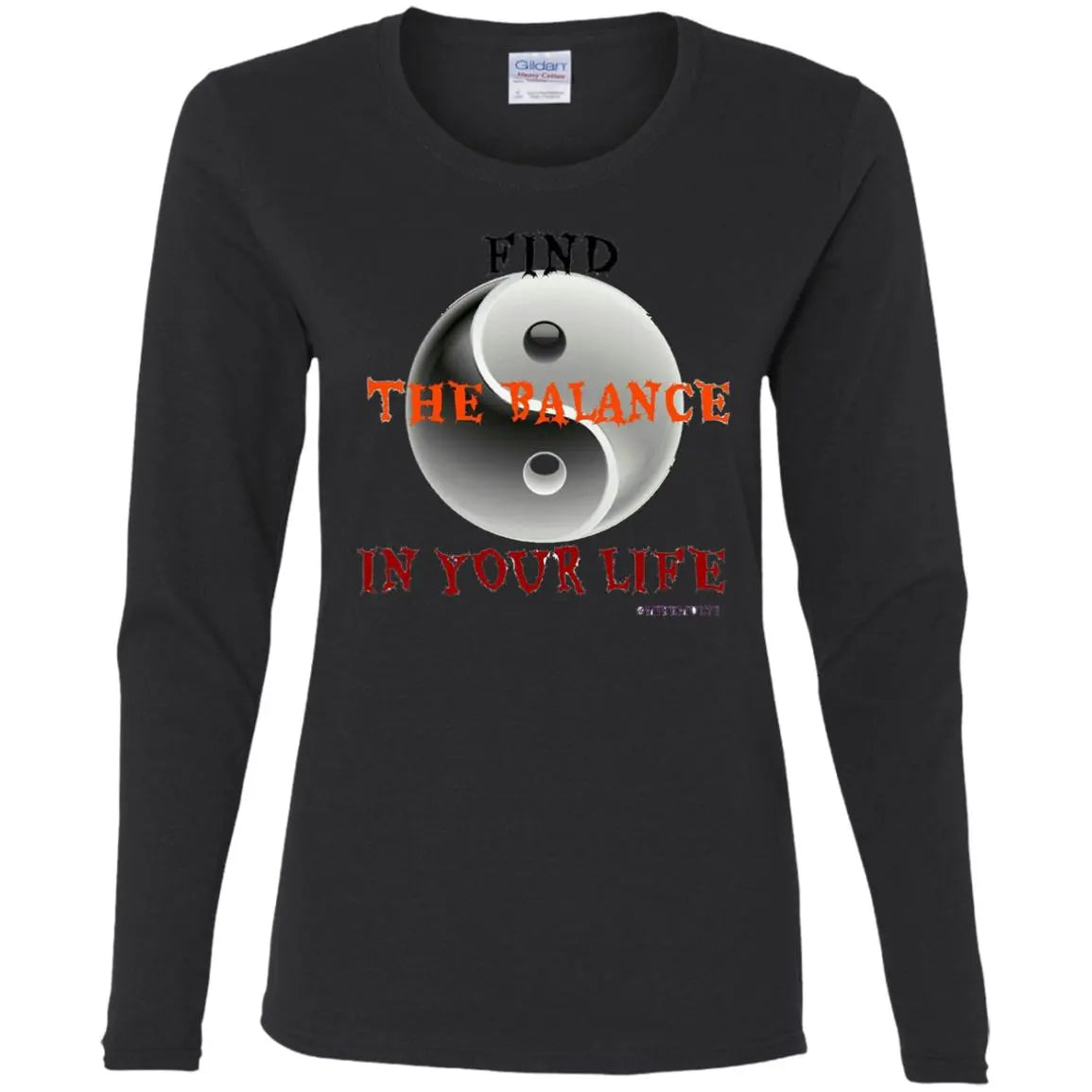 Find The Balance In Your Life - Ladies' Cotton LS T-Shirt CustomCat