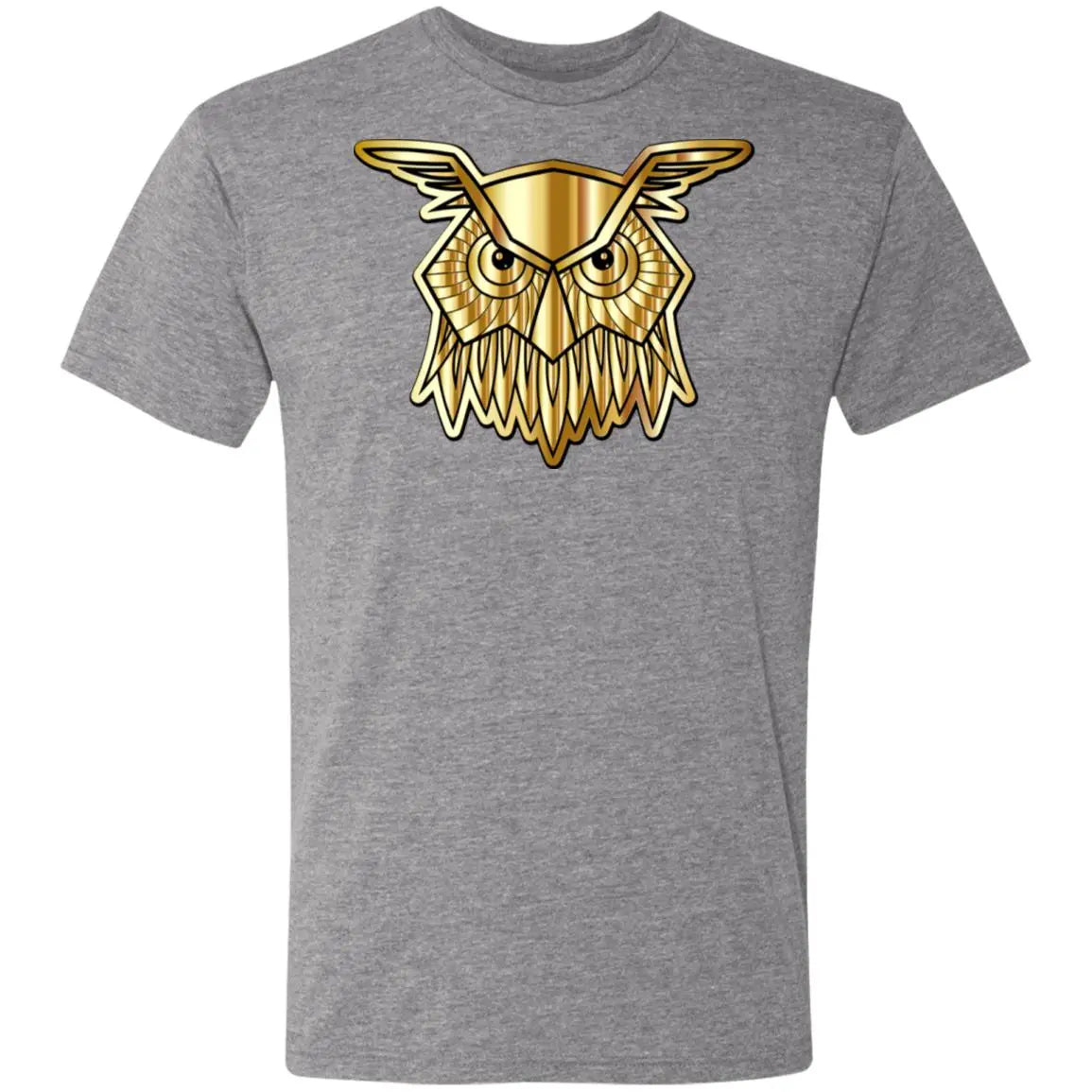 CustomCat Golden Owl Men s TB T Shirt Premium Heather L