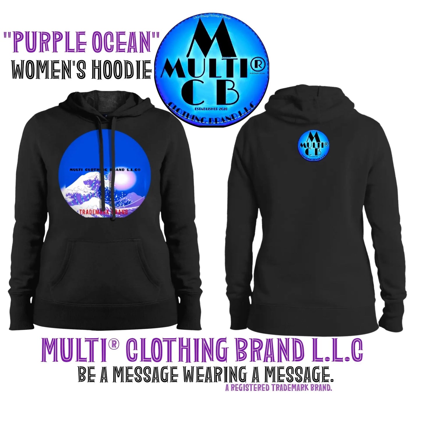 Multi Clothing Brand L.L.C - Purple Ocean - Ladies' Pullover Hooded Sweatshirt CustomCat