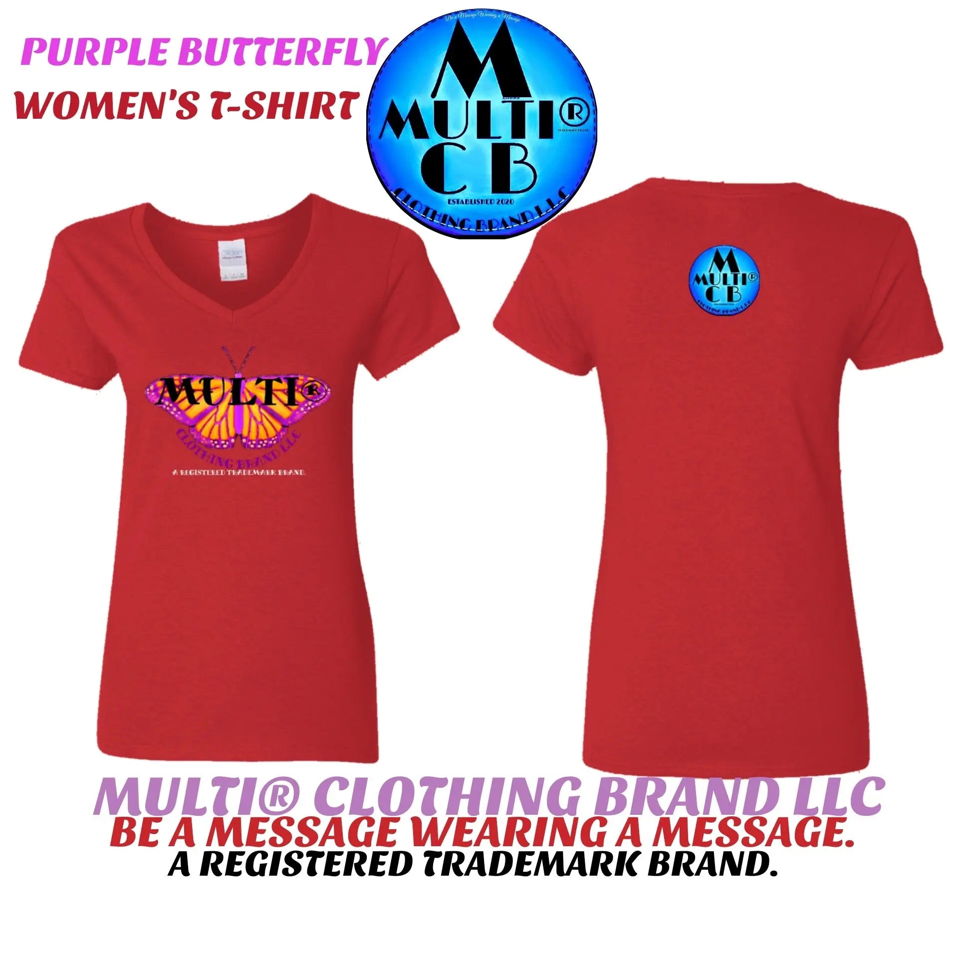 Purple Butterfly - Ladies - T-Shirt CustomCat