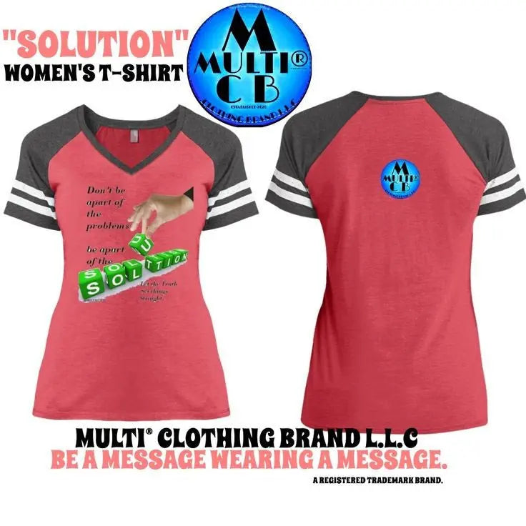 Solution - Ladies' Game V-Neck T-Shirt CustomCat