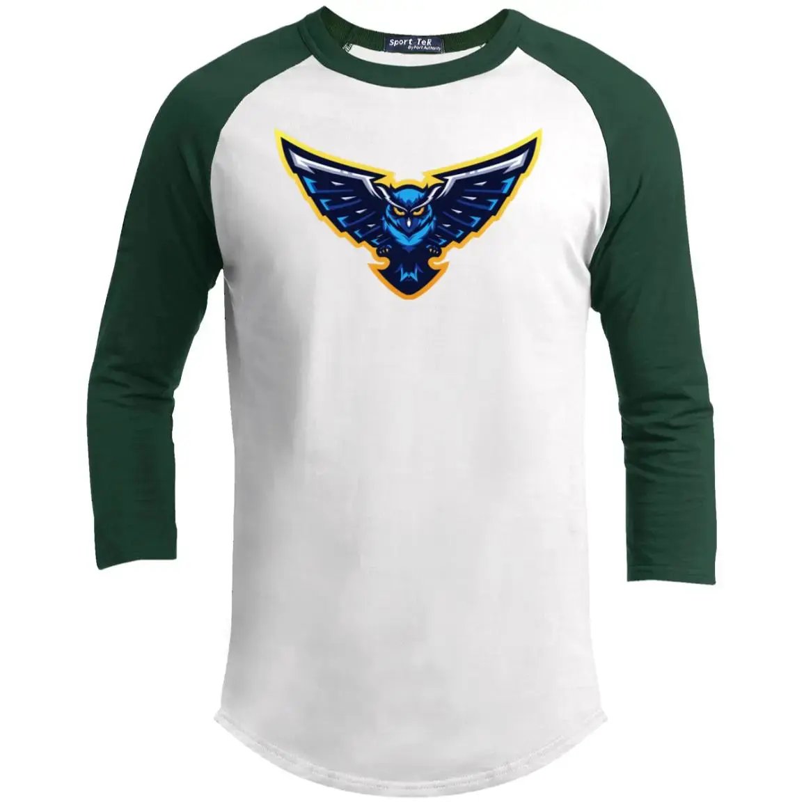Blue Owl - Youth 3/4 Raglan Long Sleeve T-Shirt , heather white/ vintage forest green