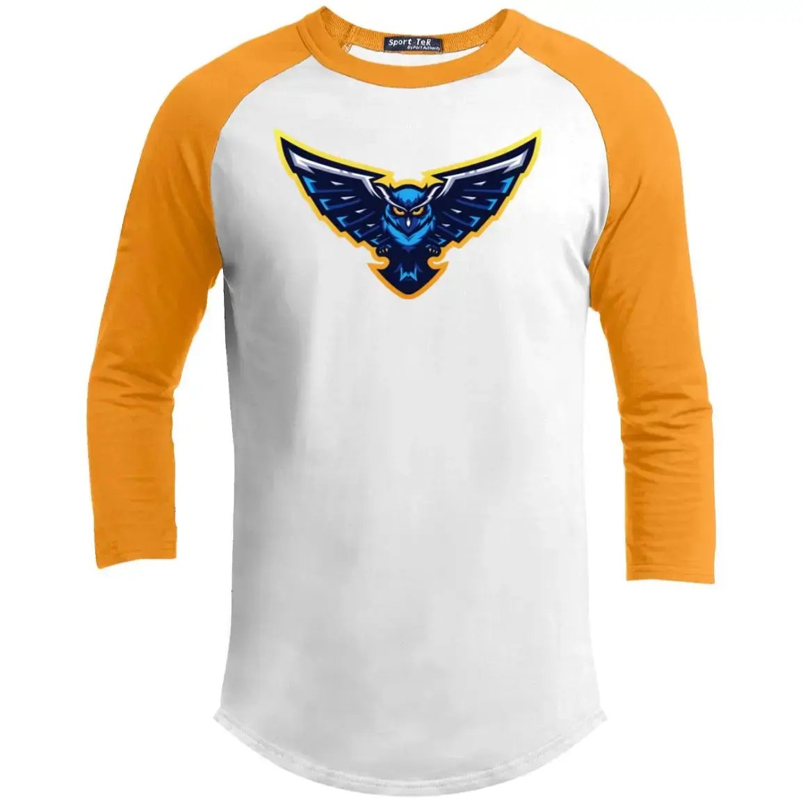 Blue Owl - Youth 3/4 Raglan Long Sleeve T-Shirt , heather white/ vintage gold