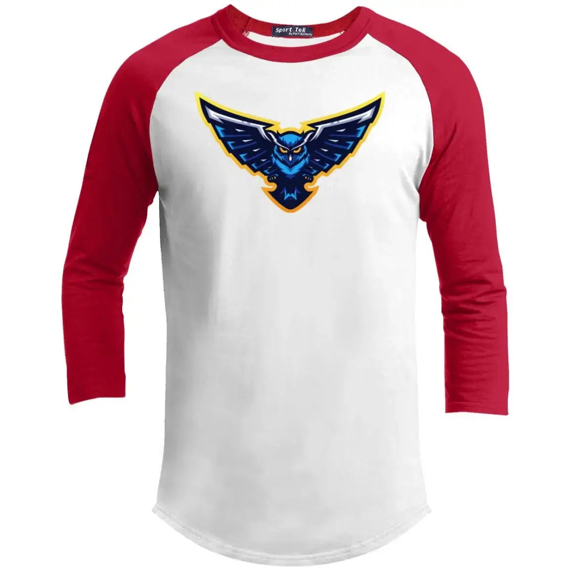 Blue Owl - Youth 3/4 Raglan Long Sleeve T-Shirt , heather white/ vintage red