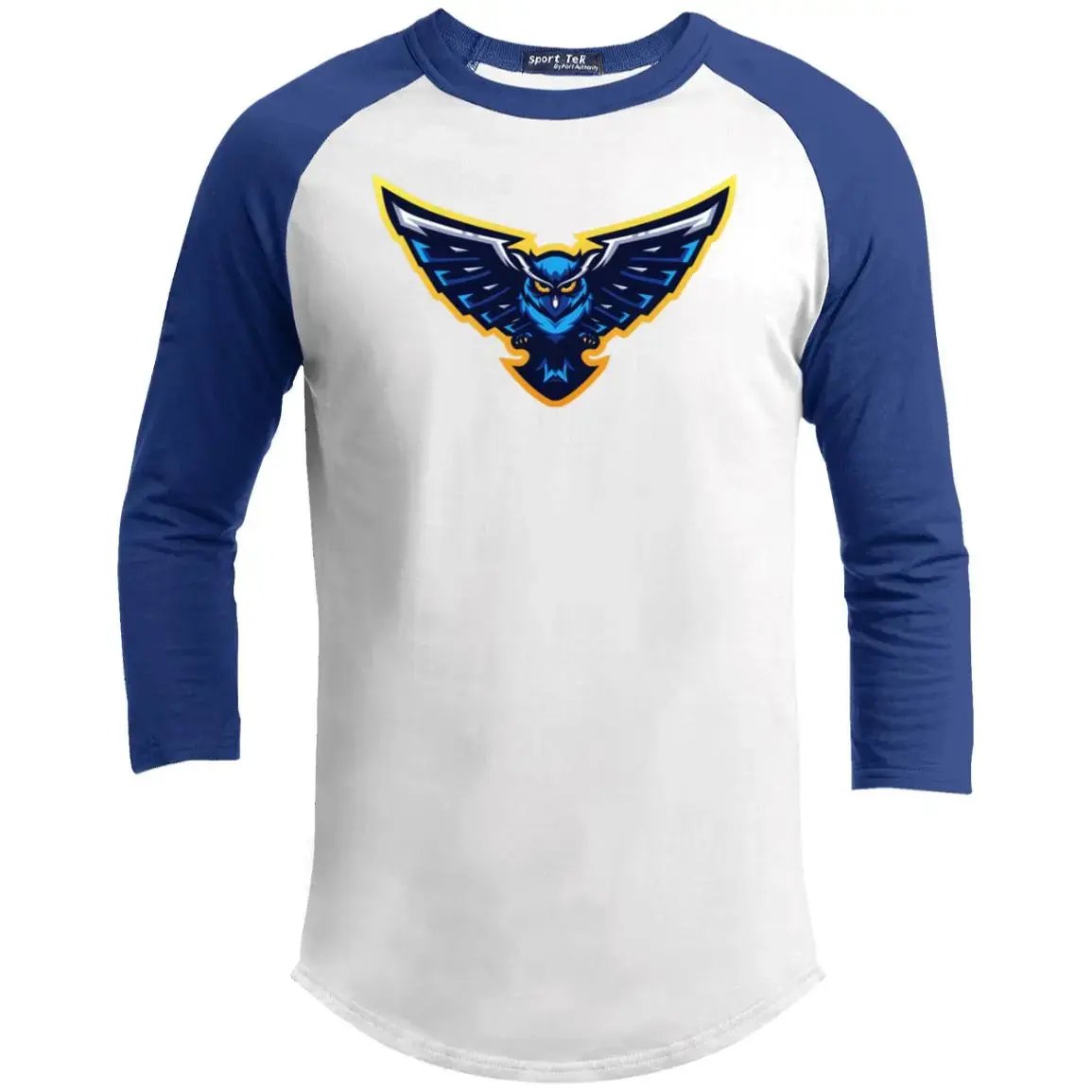 Blue Owl - Youth 3/4 Raglan Long Sleeve T-Shirt , heather white/ vintage royal