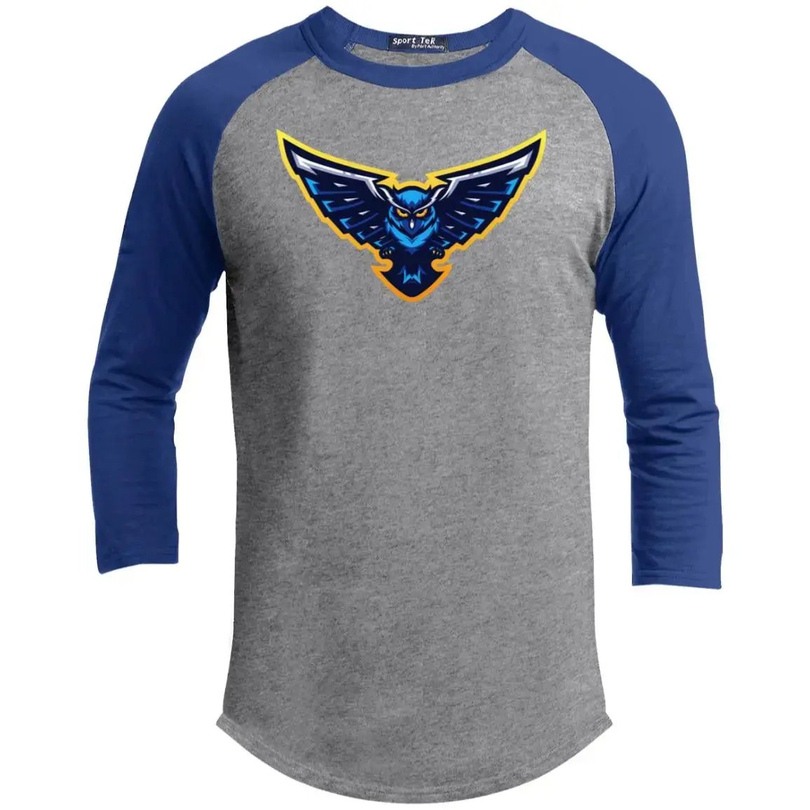 Blue Owl - Youth 3/4 Raglan Long Sleeve T-Shirt , heather grey/ vintage royal