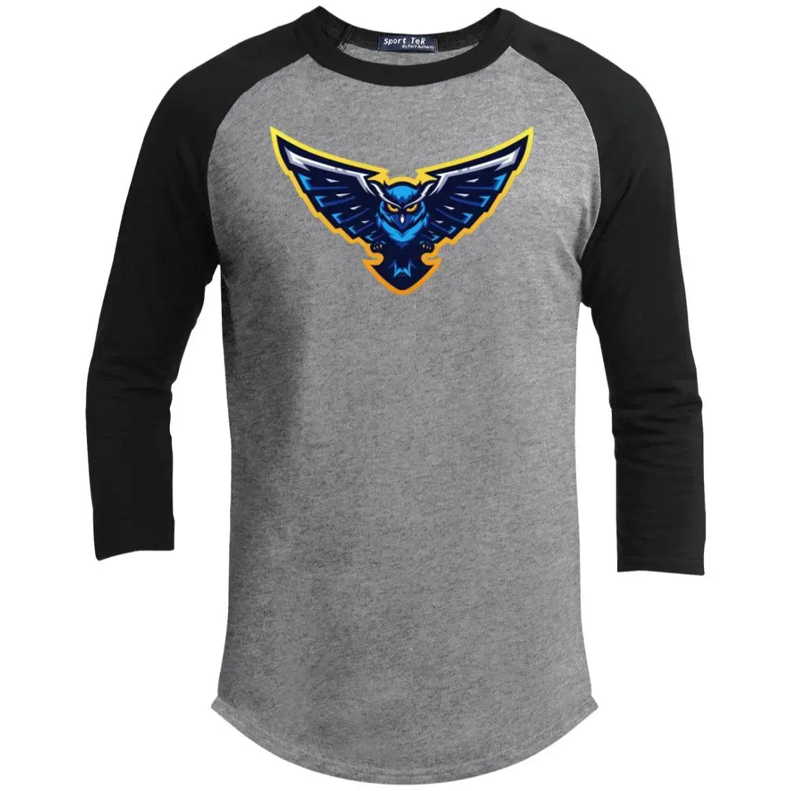 Blue Owl - Youth 3/4 Raglan Long Sleeve T-Shirt , heather grey/ vintage black