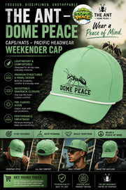 Dome Peace Cap logo on light green 5-panel snapback hat