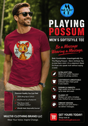 Gildan men's softstyle tee with playful possum graphic for casual wear