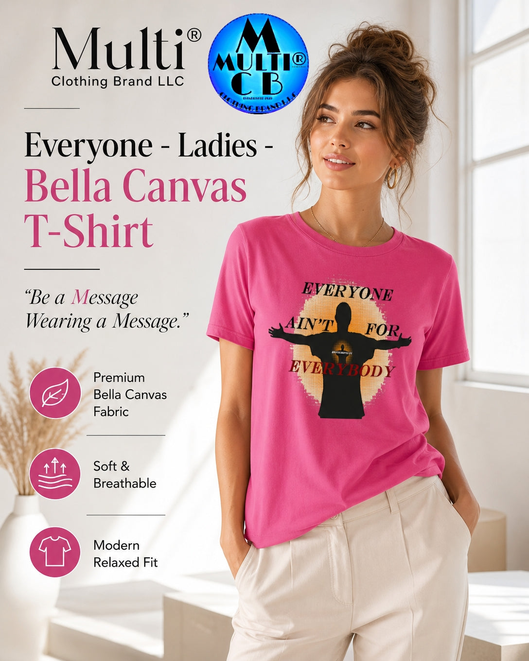 Bella Canvas Ladies Relaxed Jersey T-Shirt with inspirational message and silhouette graphic