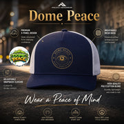 Dome Peace trucker cap with logo and mesh back for breathable comfort