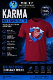 Red Gildan men's softstyle T-shirt with inspirational graphic design featuring circular arrows and motivational message, SKU: 1045-18106-109000470-83231