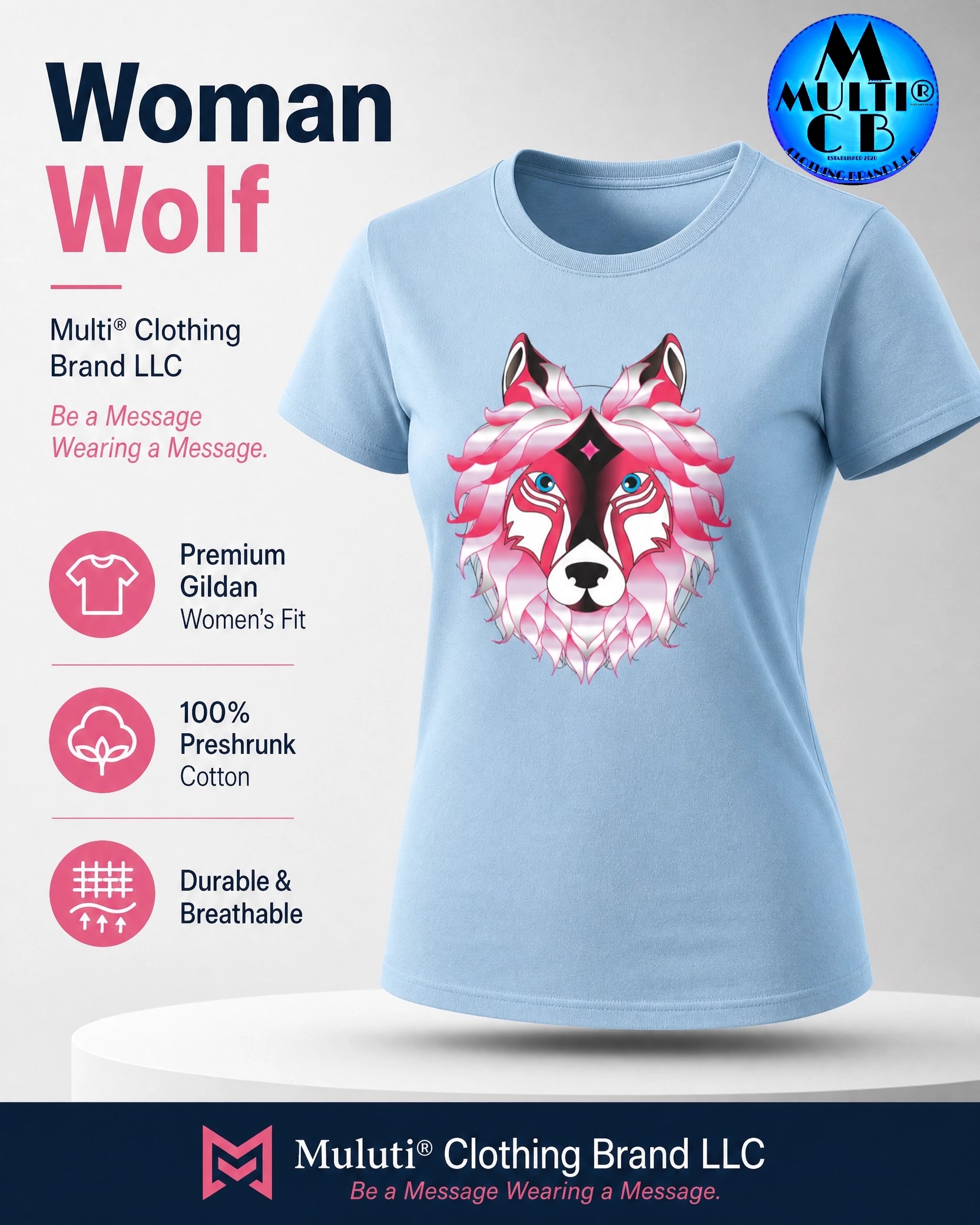 Woman Wolf T-Shirt with wolf graphic design