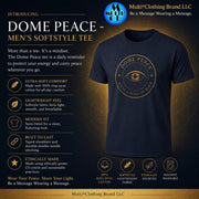 Dome Peace men's softstyle tee with peace eye logo, dark blue, modern fit, eco-friendly cotton, apparel & accessories
