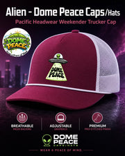 Dome Peace Trucker Cap logo with alien and spaceship design