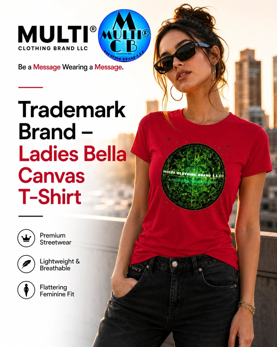 Ladies Bella Canvas T-Shirt with green digital logo