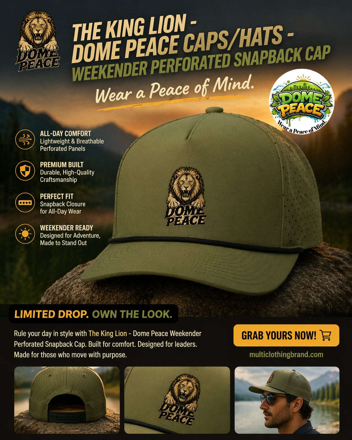 The King Lion Dome Peace Cap logo