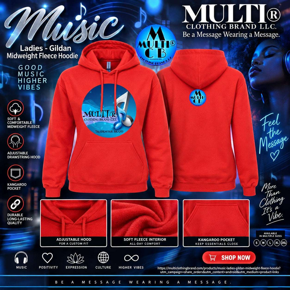 Marketing ad image Music Ladies Hoodie 