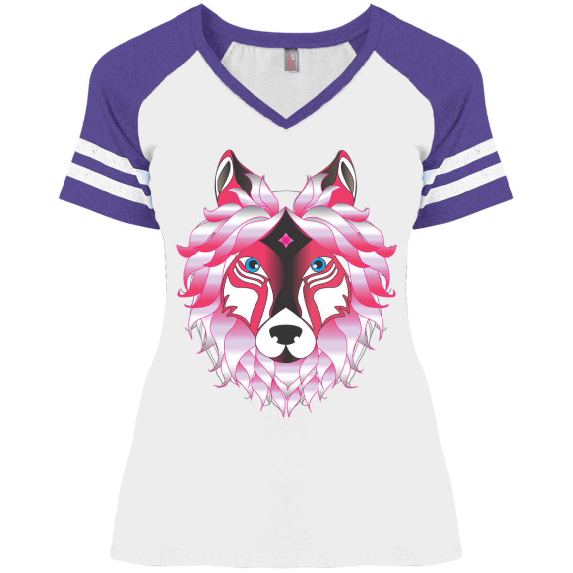 Woman Wolf - Ladies' Game V-Neck T-Shirt CustomCat