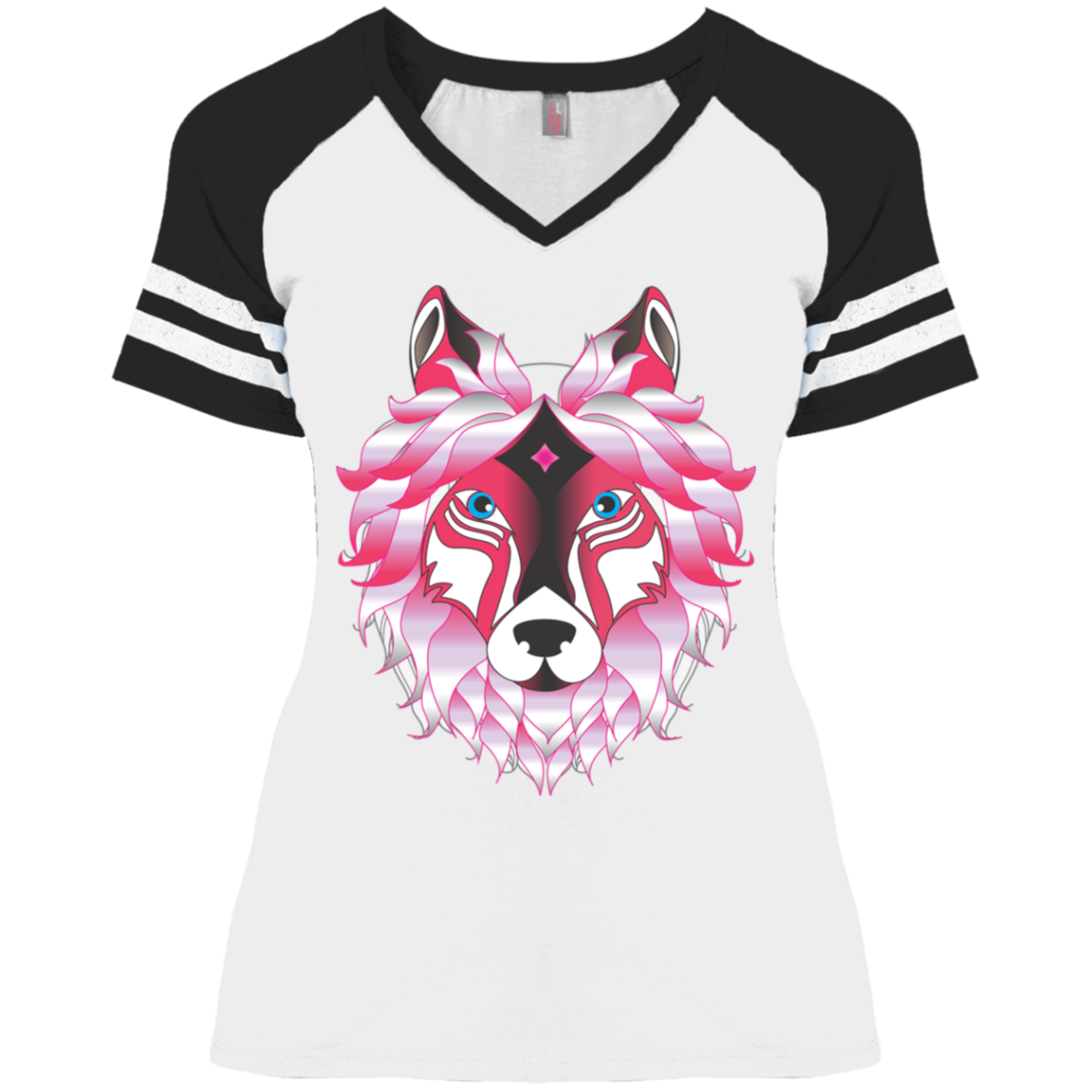 Woman Wolf - Ladies' Game V-Neck T-Shirt CustomCat