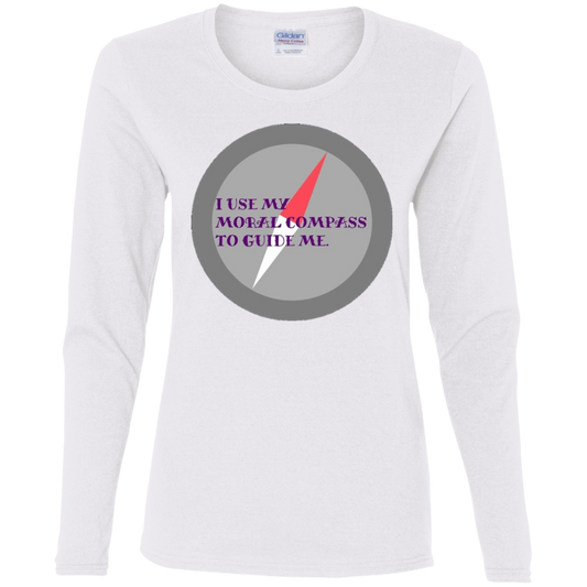 Moral Compass - Ladies' Cotton LS T-Shirt CustomCat