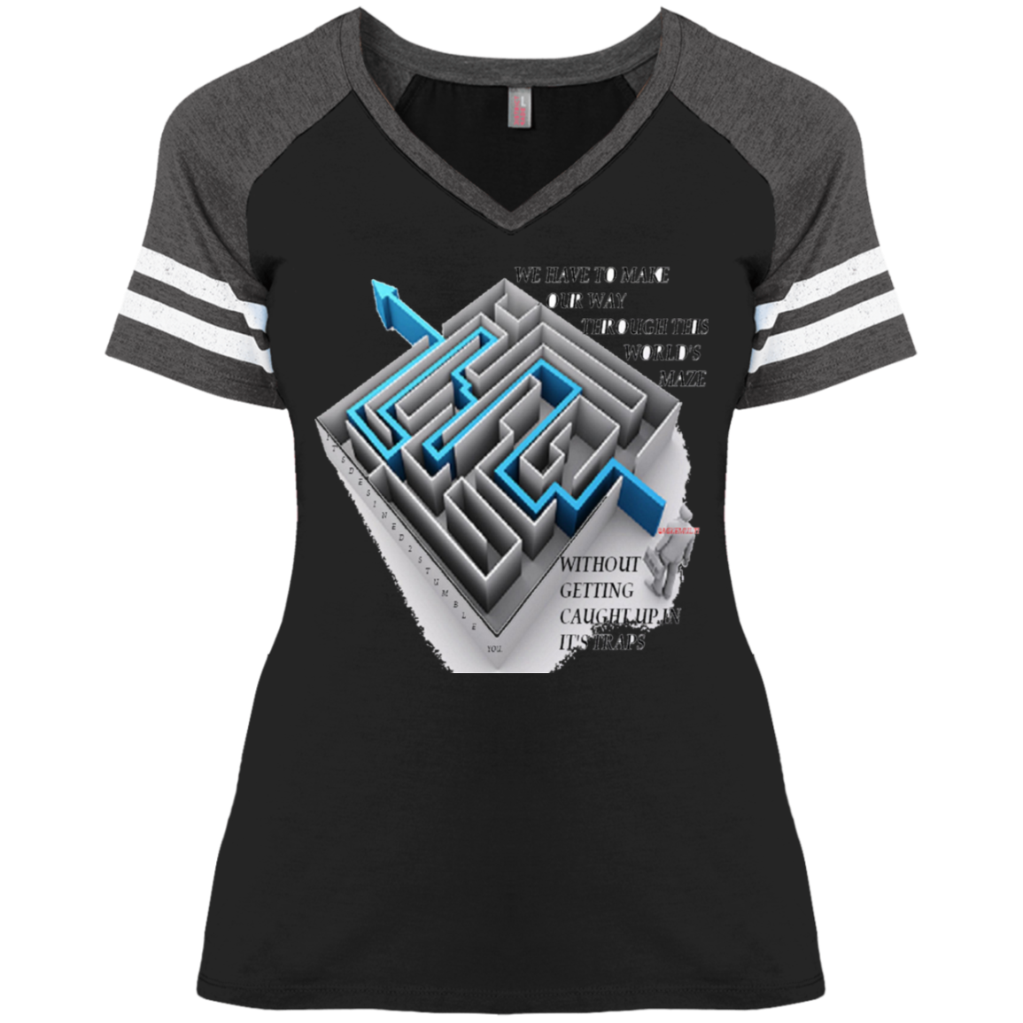 Maze - Ladies' Game V-Neck T-Shirt CustomCat