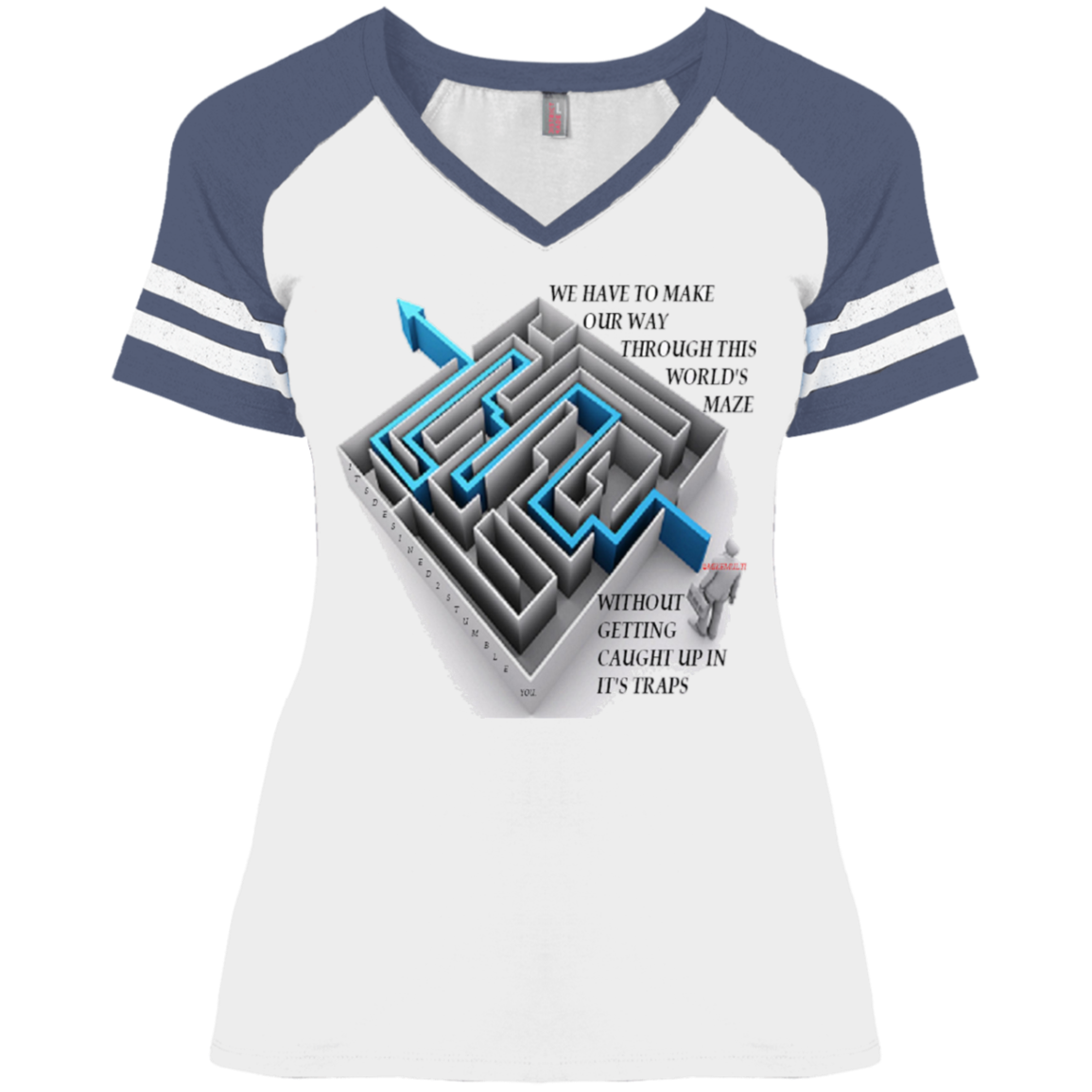 Maze - Ladies' Game V-Neck T-Shirt CustomCat