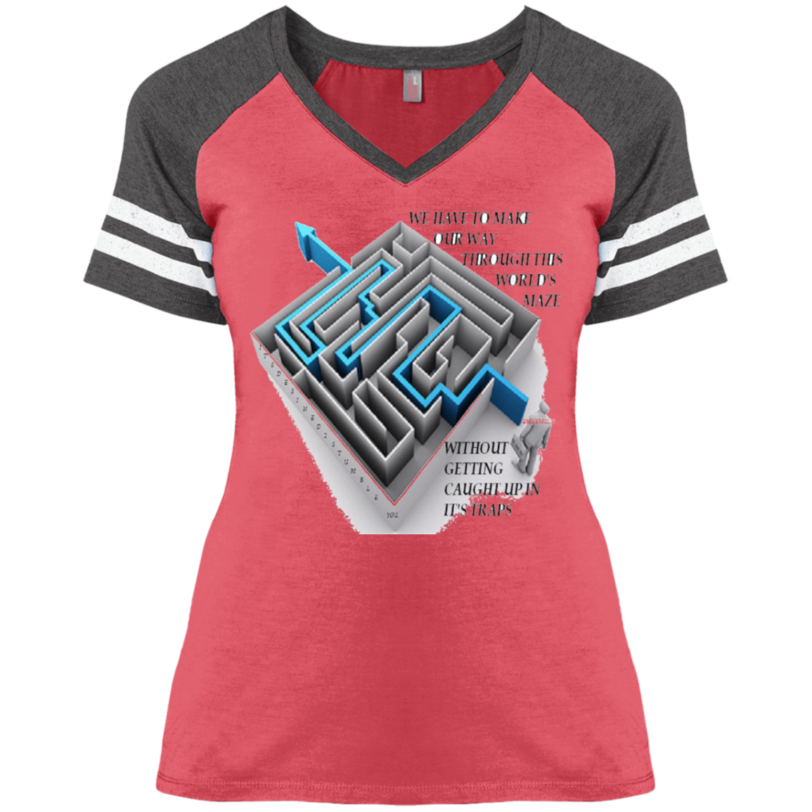 Maze - Ladies' Game V-Neck T-Shirt CustomCat